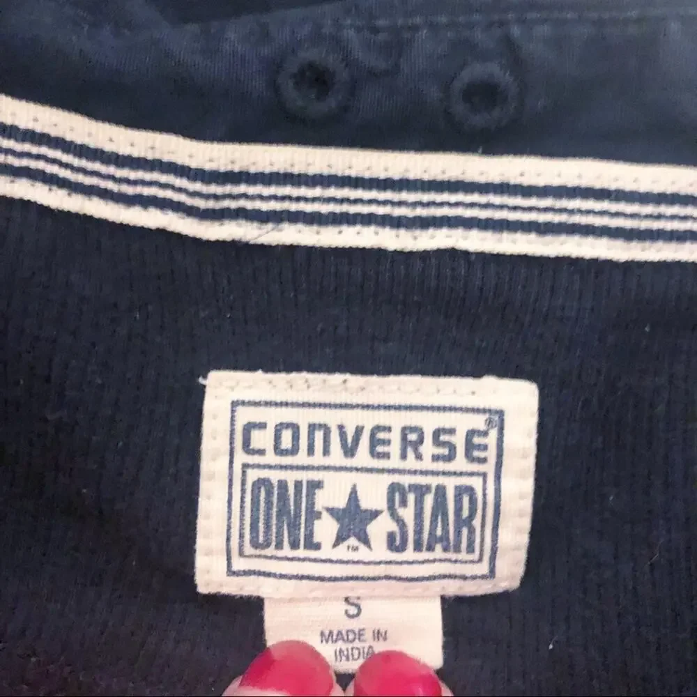 Converse One Star Dark Blue Button Down Shirt Women's Size Small - Picture 6 of 7